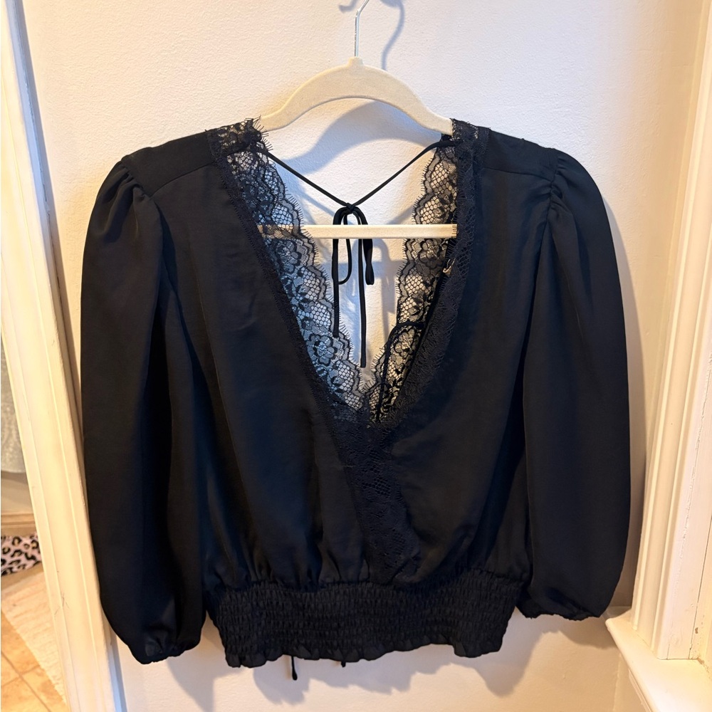 Dolan Black Lace Detail Top size M